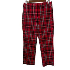 J. Crew NEW Red Tartan Plaid Crop Ankle Pants Size 8P